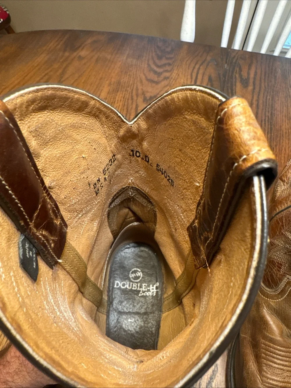 Double-H Cowboy Boots   Brown Shoe Size 10D Leather Square Toe Western